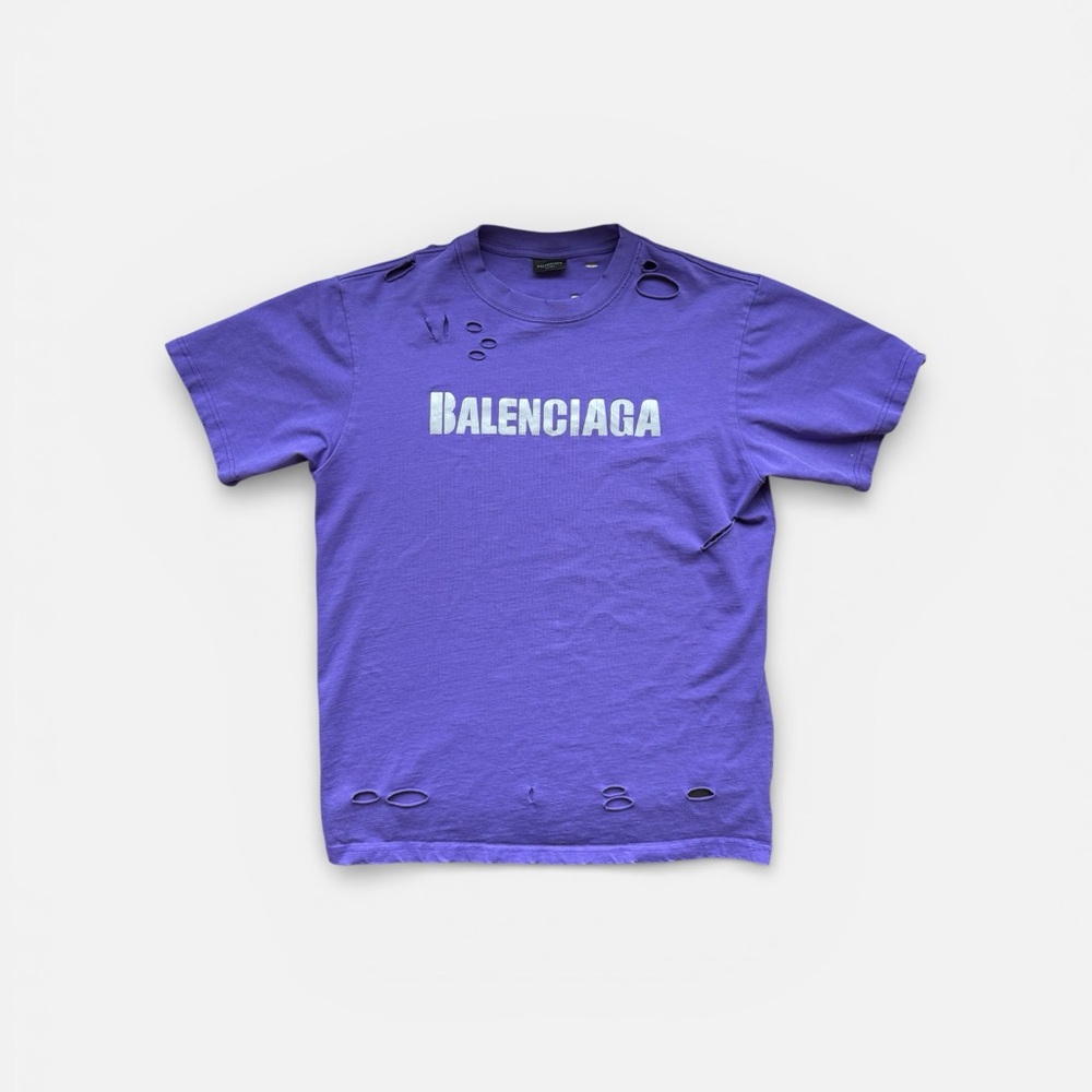Balenciaga Distressed Purple Tee
